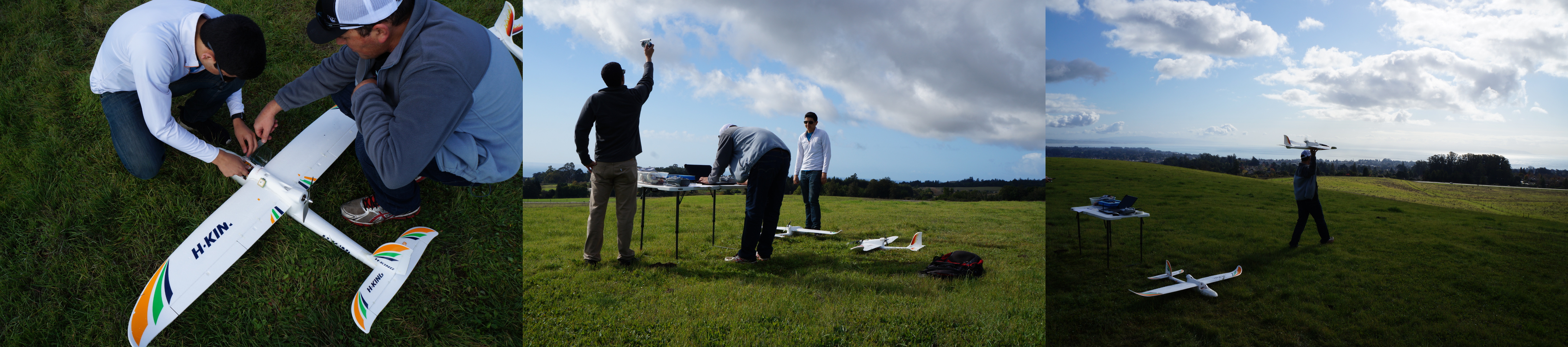 UCSC Researchers prepare to launch a fixed wing drone