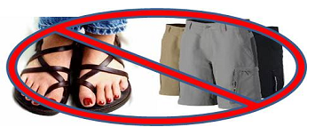 image of feet in sandals and shorts